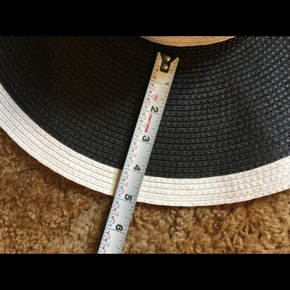 Vintage Black & White Wide Brim Hat - Picture 9 of 9
